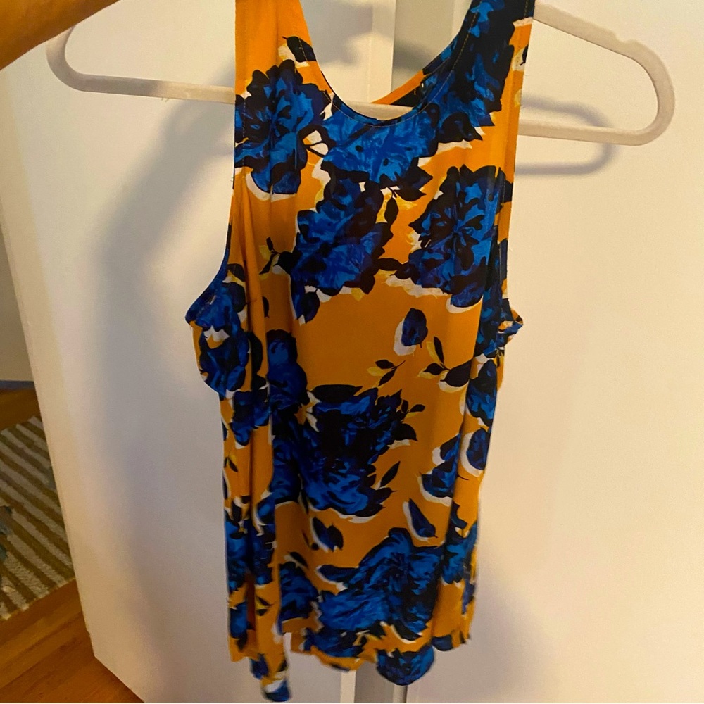 Who What Wear blue and gold floral top